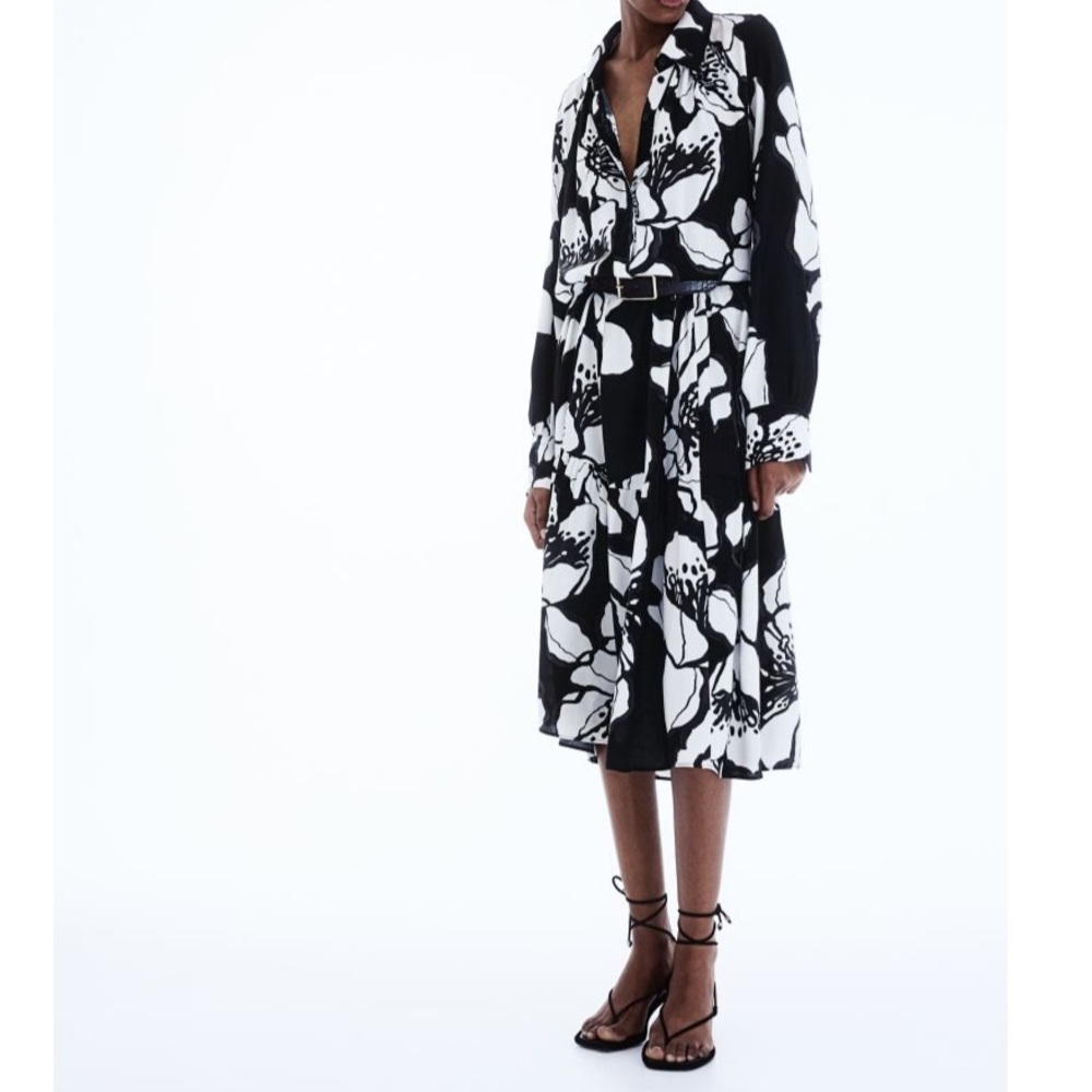 h&m printed shirt dress